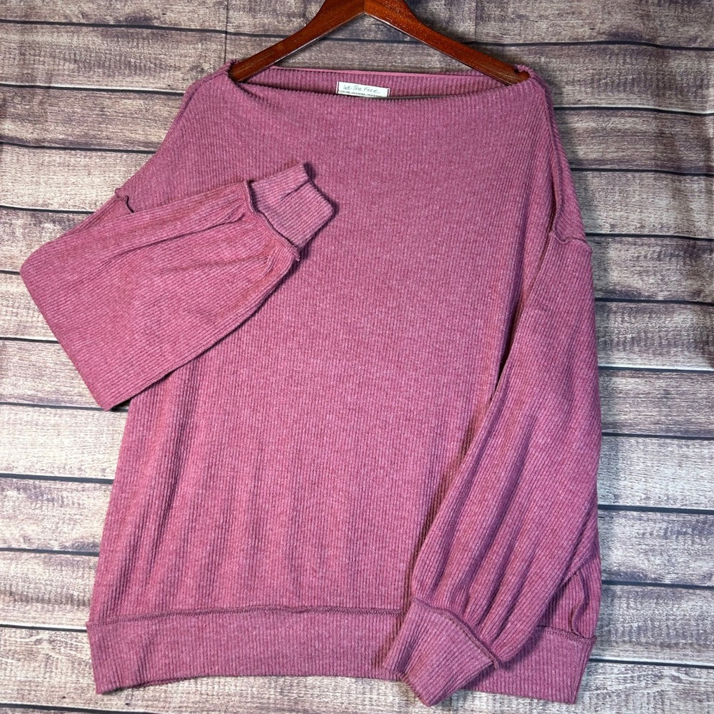 We The Free Free People Main Squeeze Hacci Thermal Top Pink XS Oversized Boho